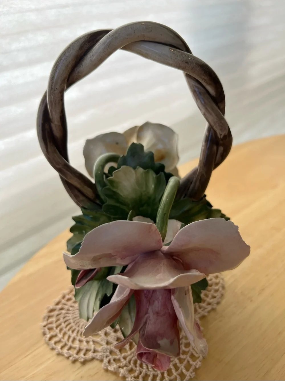 Vintage Capodimonte Floral Basket